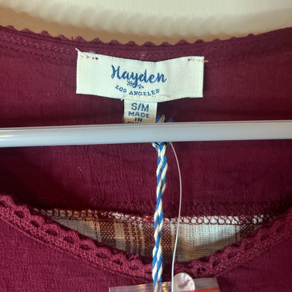 Hayden Burgundy & White Plaid Oversized Top - Picture 4 of 9